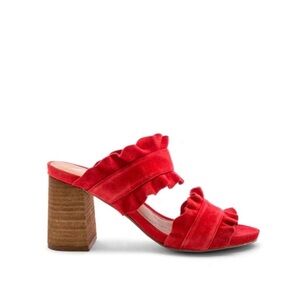 Free People Red Ruffle Heel Sandals